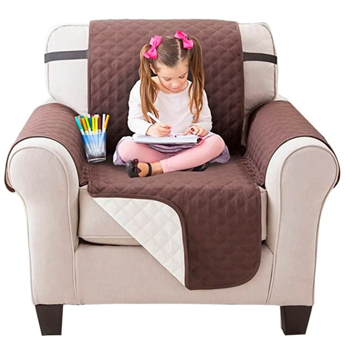 DEWINNER - Funda Cubre sillon sofa reversible cafe 1 cuerpo