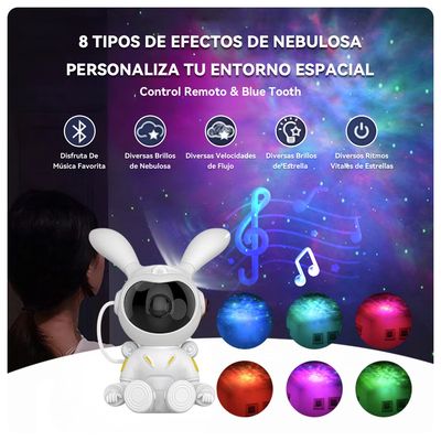 Imagen 2 del producto Proyector Lámpara Luz Led Galaxia Astronauta Con Bluetooth