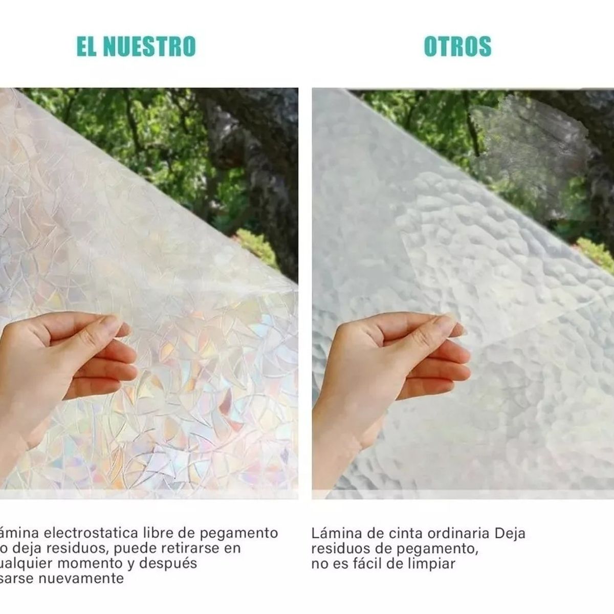 KUANGYE - 2m Film Privacidad Vidrio Vinilo Decora 3d Ventanas Vitral