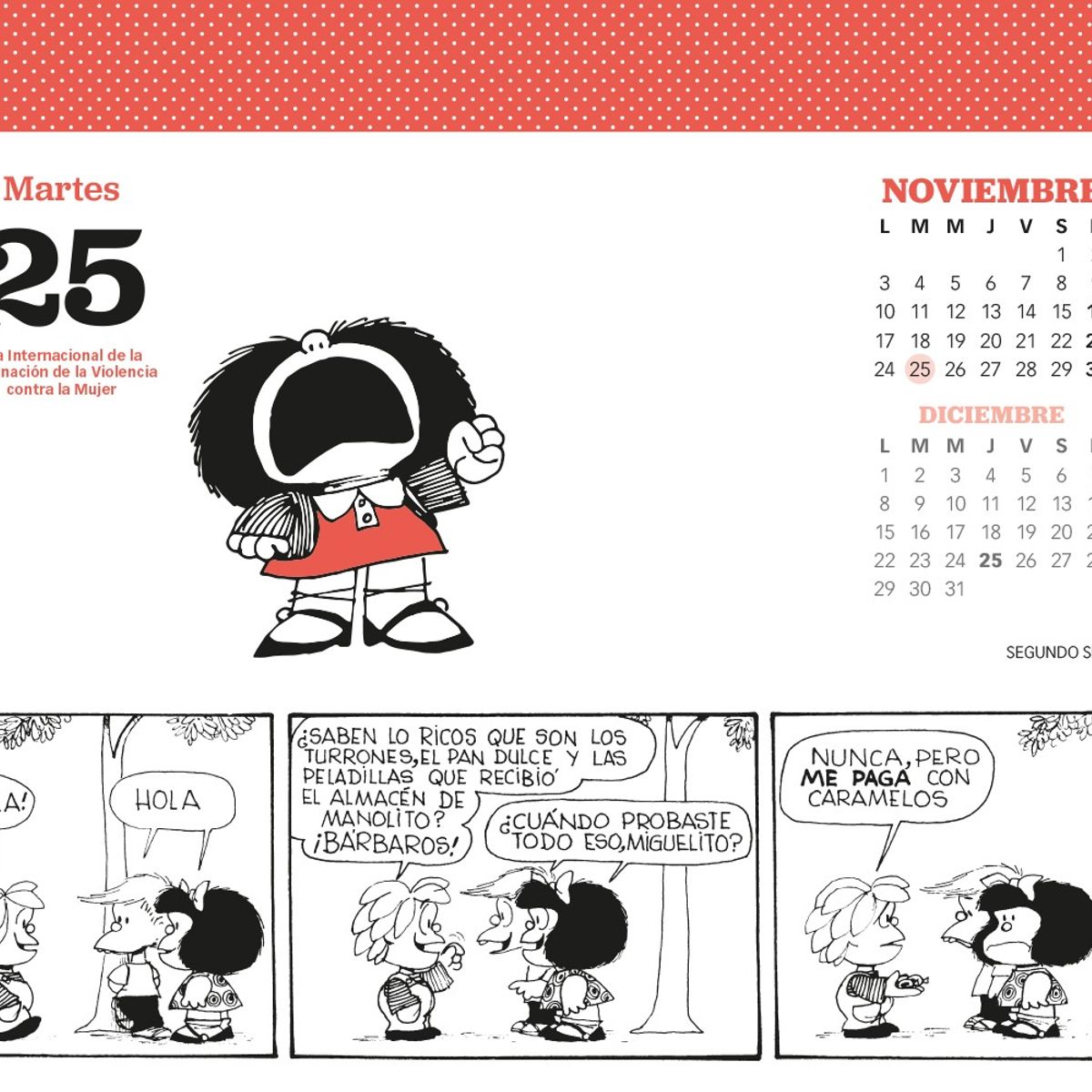 TOP10BOOKS - MAFALDA 2025 CALENDARIO ESCRITORIO - ROJA / GRANICA / QUINO