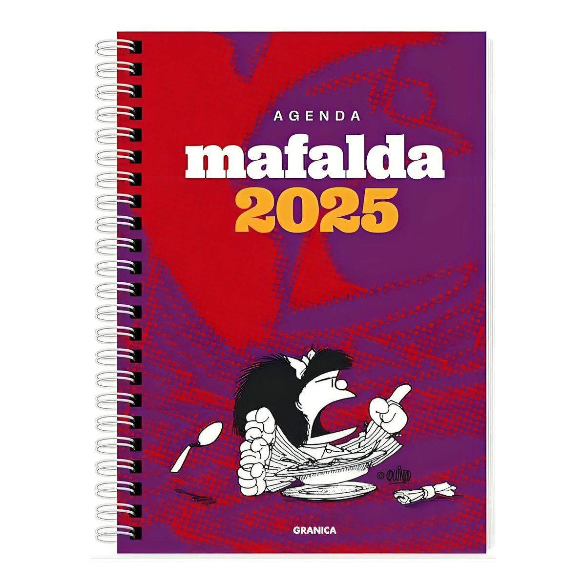 TOP10BOOKS - AGENDA  MAFALDA 2025 ANILLADA FEMINISTA VIOLETA-ROJO / GRANICA / QUINO