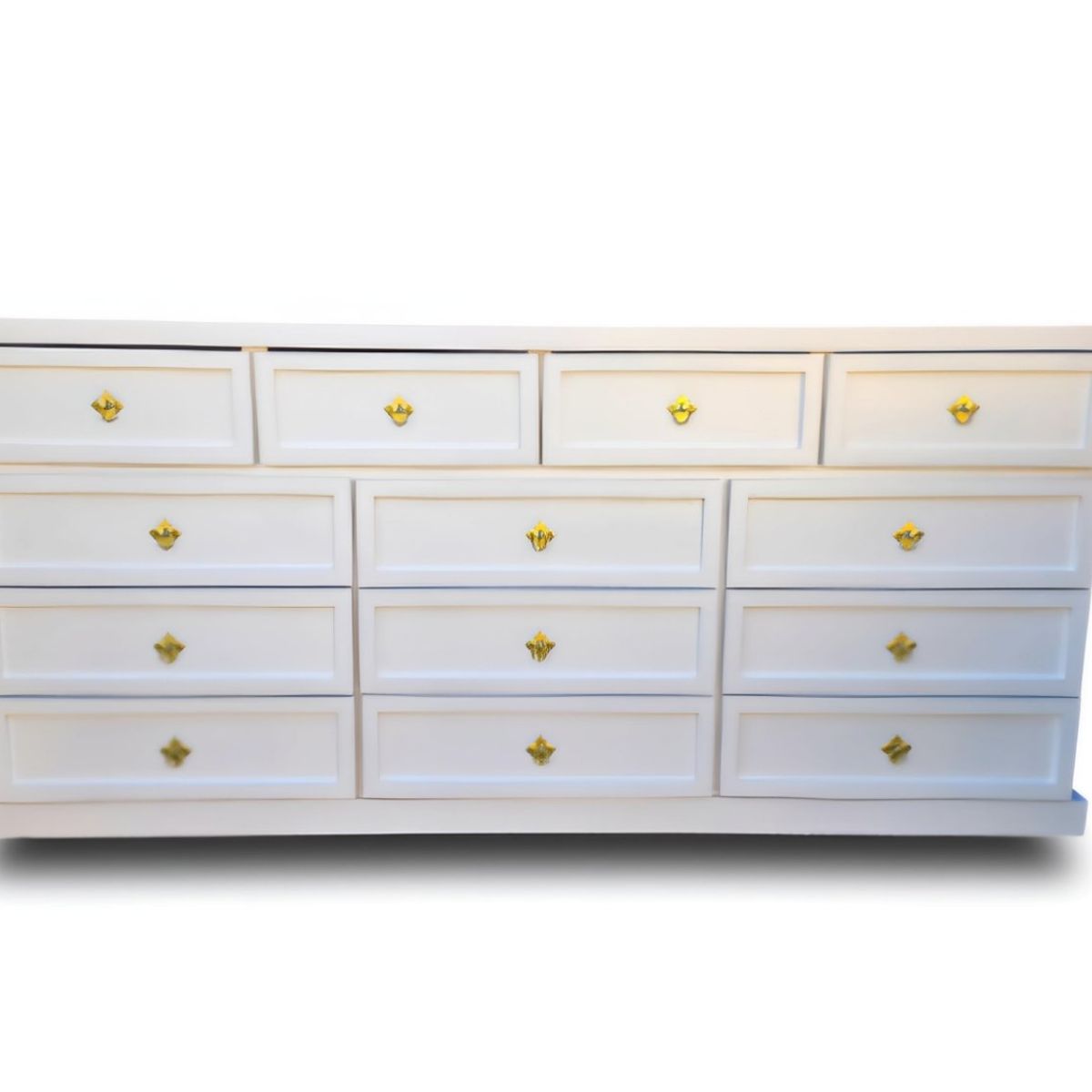 RUSTIC STYLE - GRAN CÓMODA MADERA DE 13 CAJONES DE 2 METROS BLANCA Y DORADO