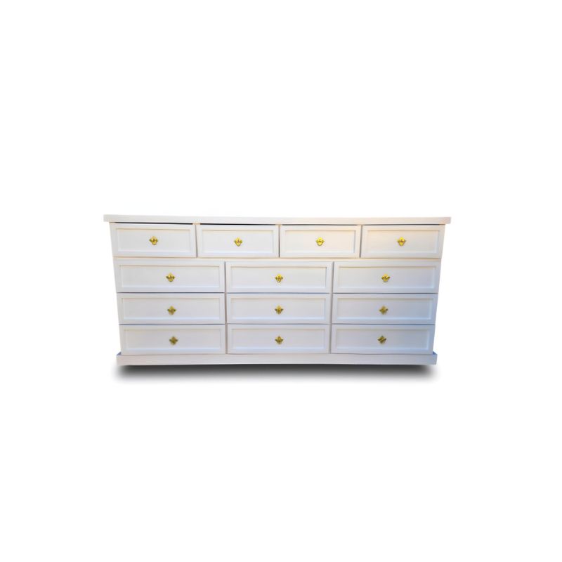 RUSTIC STYLE - GRAN CÓMODA DE 13 CAJONES DE 2 METROS DE MADERA BLANCA Y DORADO