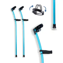 INDESMED - Par de Muletas Ergonómicas De Aluminio - Azul Talla L