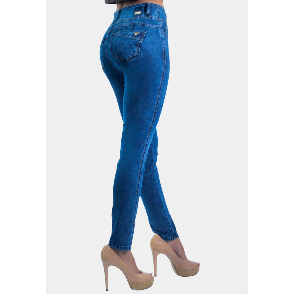 TENTATION - Jeans Pitillo Con Faja Elasticada Azul Tentation
