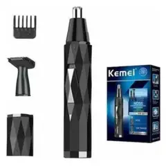 KEMEI - Cortadora De Vello 2 En 1 Nariz Oreja Patillas Km-6673 Color Negro