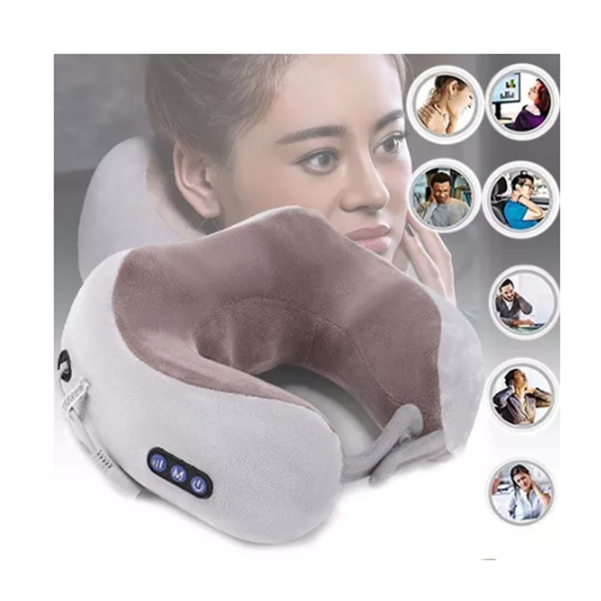 GENERICO - Masajeador Almohada Eléctrico Cuello Cervical Recargable