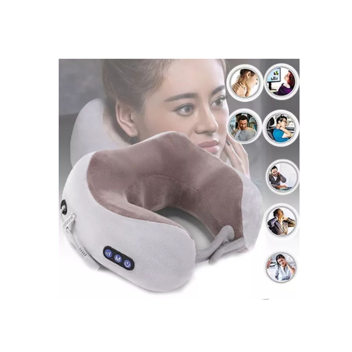 GENERICO - Masajeador Almohada Eléctrico Cuello Cervical Recargable