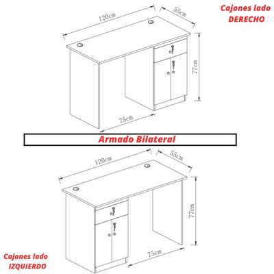 Imagen 2 del producto Escritorio Funcinal Blanco 120 cm con cajones bajo llave