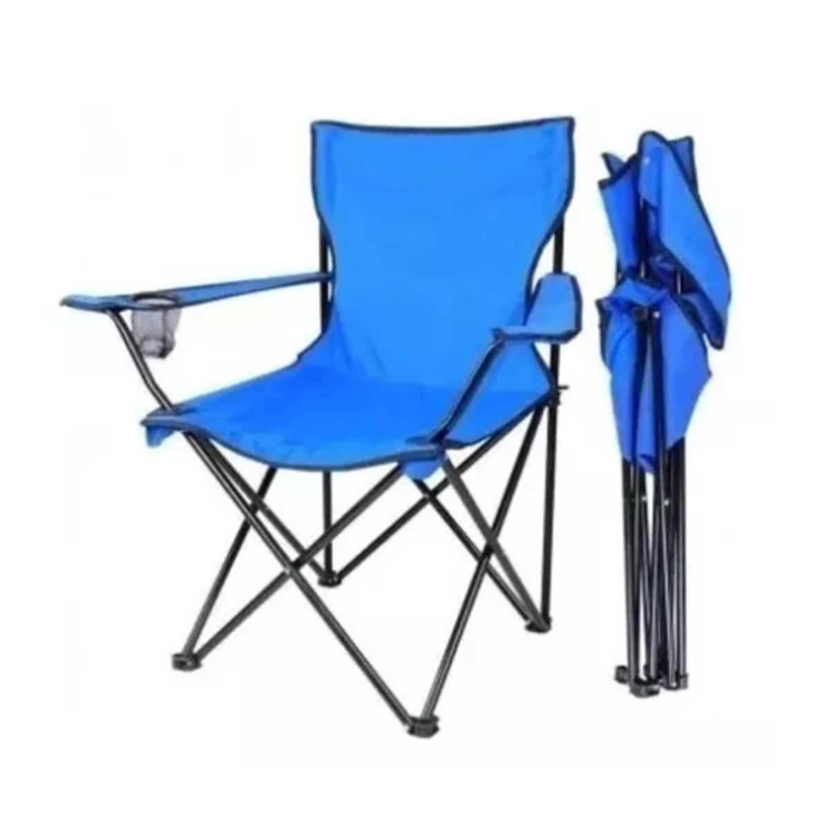GENERICO - Silla Plegable Camping Playa Picnic Con Porta Vasos AZUL