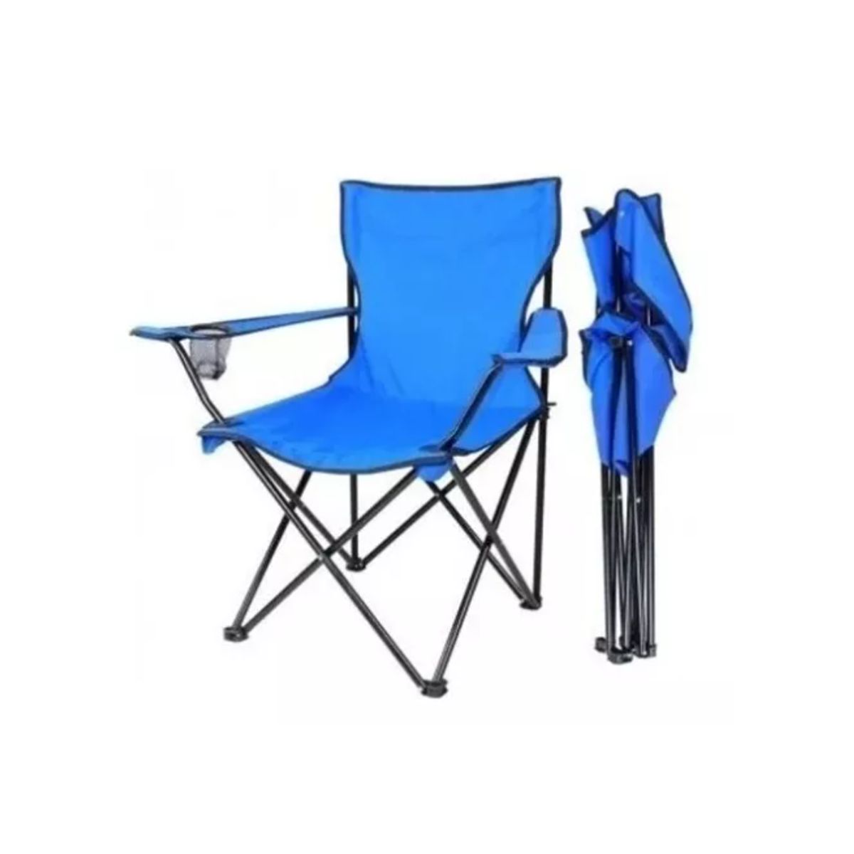 GENERICO - Silla Plegable Camping Playa Picnic Porta Vasos AZUL