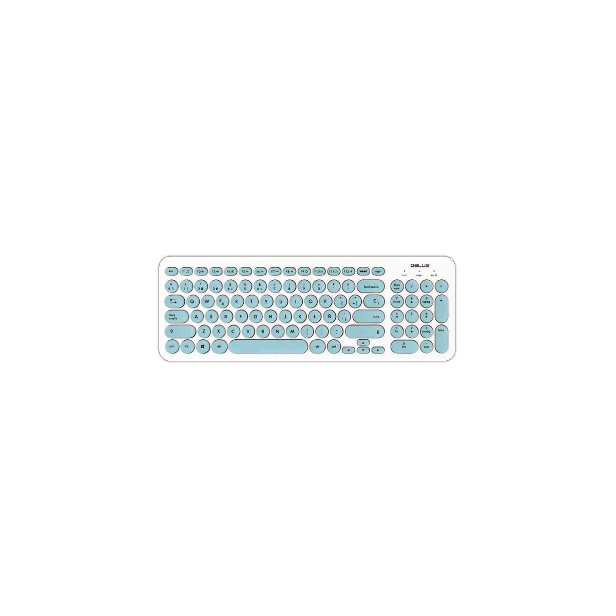 DBLUE - Teclado Usb Ultra Delgado Blanco Letras Celeste Español - SC