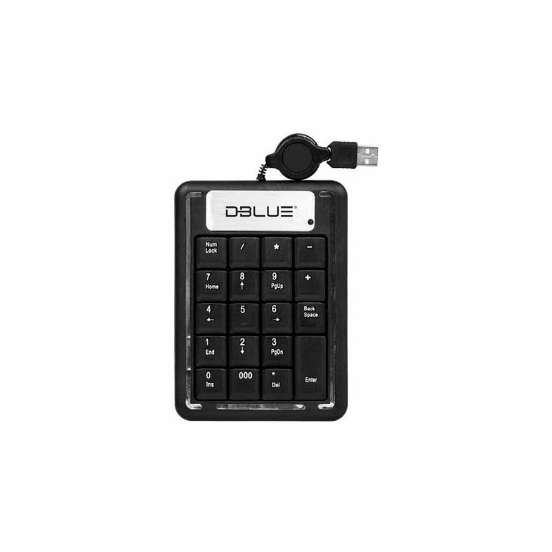 DBLUE - Teclado Numérico Conexión Usb Con Cable Retráctil - SC
