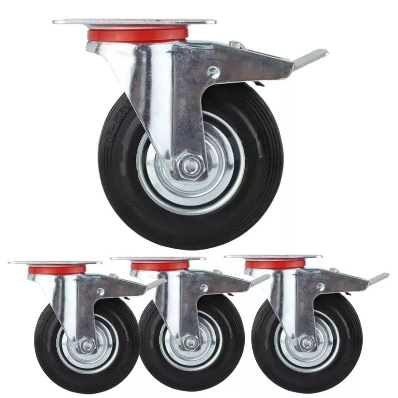GENERICO - Ruedas Giratorias Con Freno Para Muebles Carritos 4" Metálicas 4 Un