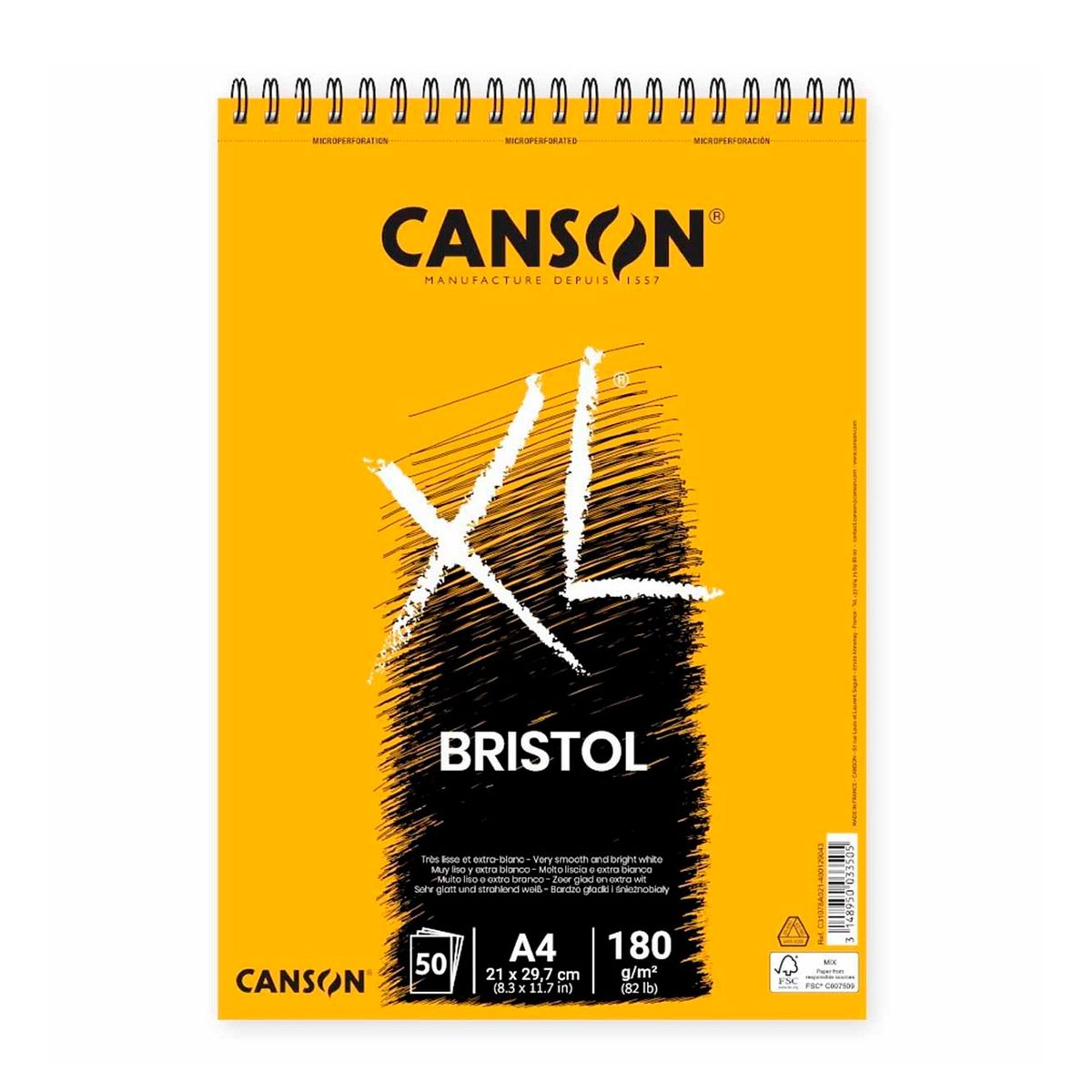 CANSON - Croquera Canson XL Bristol 180gr 50 hjs A4 (21x29.7cm)