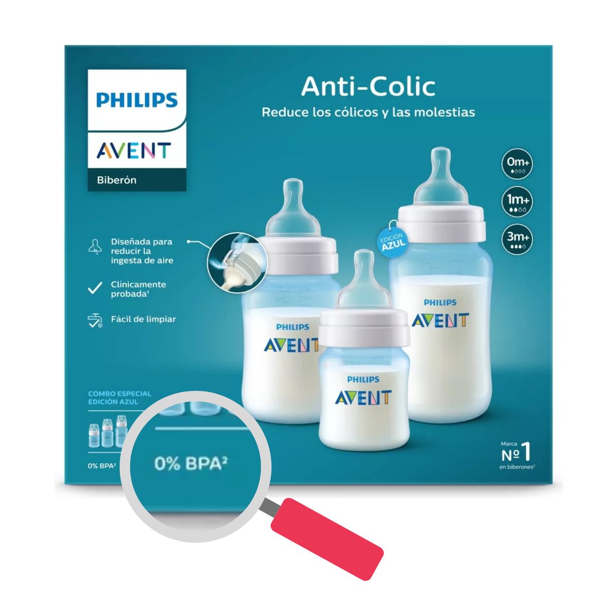AVENT - Pack 6 mamaderas Anticolic 125, 260, 330 ml Avent Libre BPA