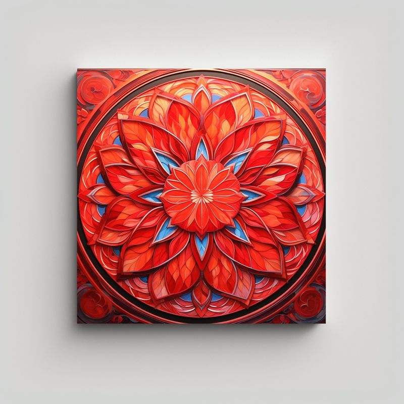 GENERICO - Cuadro Expresion Street Art Rojo Floral Con 70x70 Cm