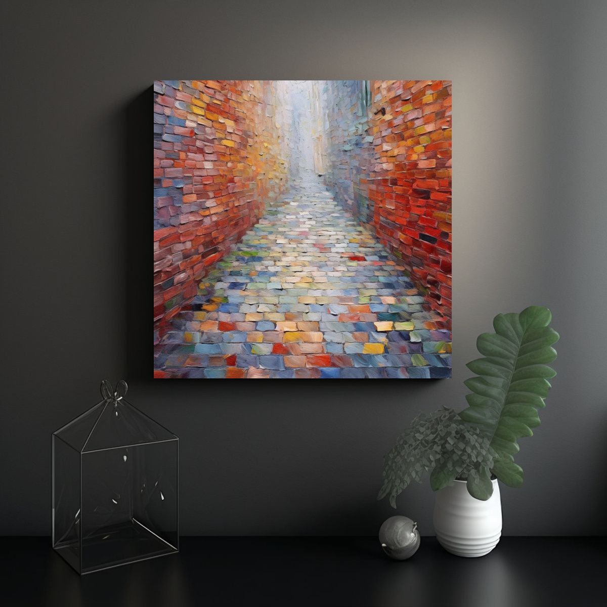 GENERICO - Cuadro Moderno Relieve Mosaico Cuadrado 50x50 Cm