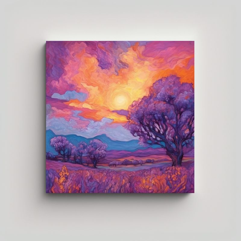 GENERICO - Cuadro En Bastidor Moderno: Mar De Lavanda Al 50x50 Cm