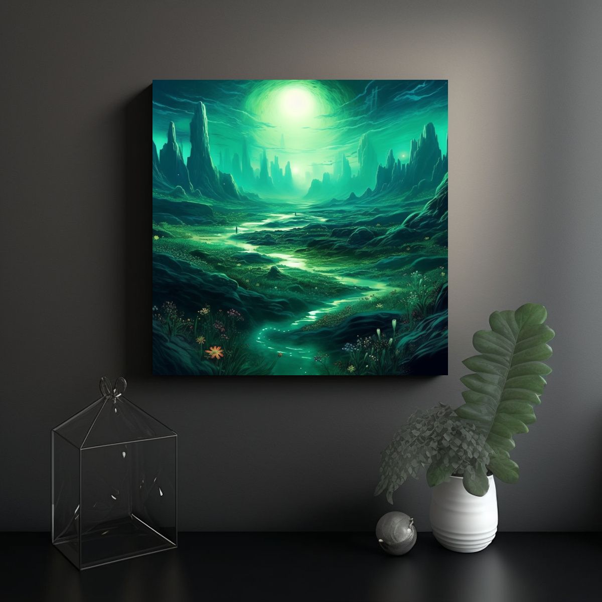 GENERICO - Paisaje Verde: Suspiro Unido A La Esencia En Una 50x50 Cm