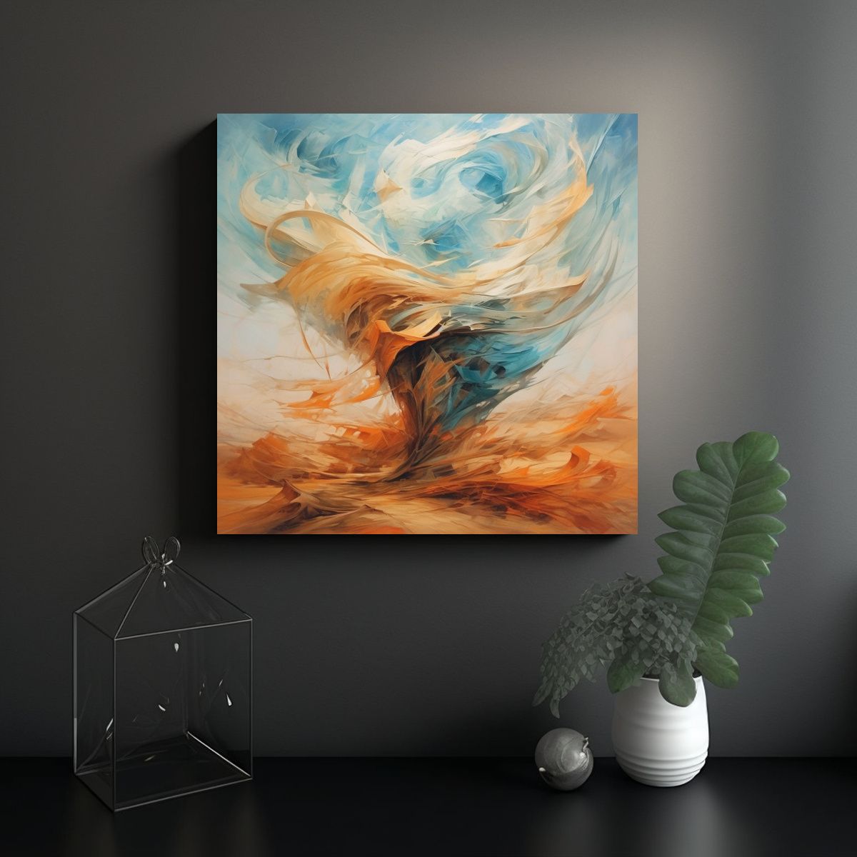 GENERICO - Cuadro Venta: Pintura Con Viento Abstracto, 50x50 Cm