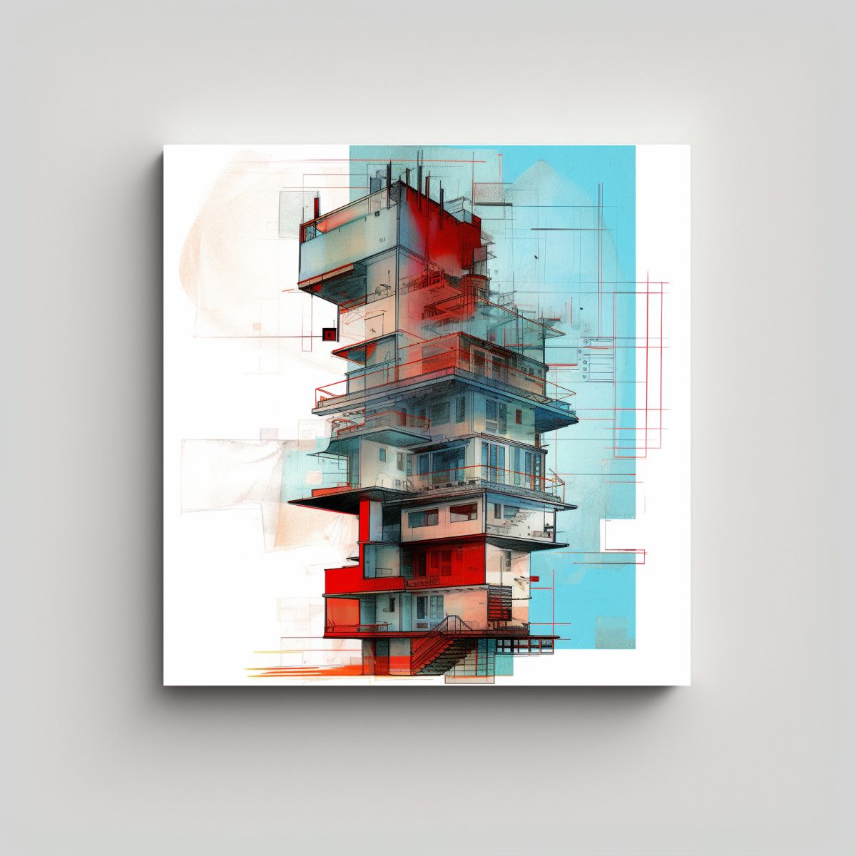 GENERICO - Pintura Decorativa Vintage De Una Torre Con 80x80 Cm