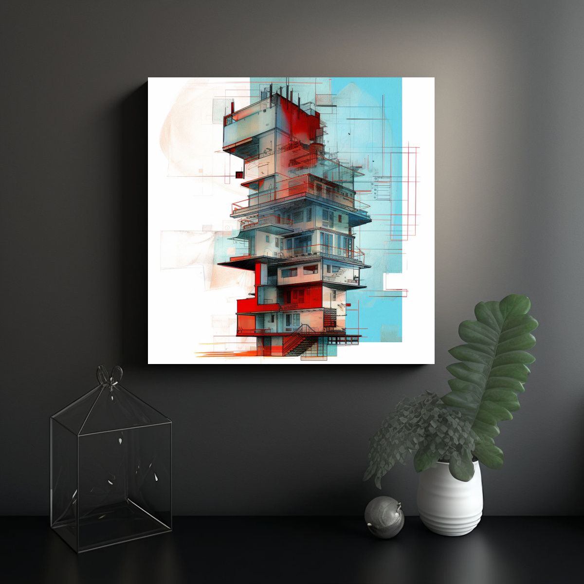 GENERICO - Pintura Decorativa Vintage De Una Torre Con 80x80 Cm