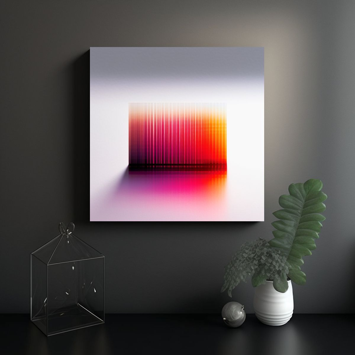 GENERICO - Cuadro Decorativo Abstracto En Tonos Granates Y 90x90 Cm