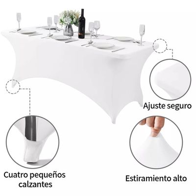 Imagen 2 del producto Funda Mantel Elástica Para Mesa De Evento Rectangular - Blanco