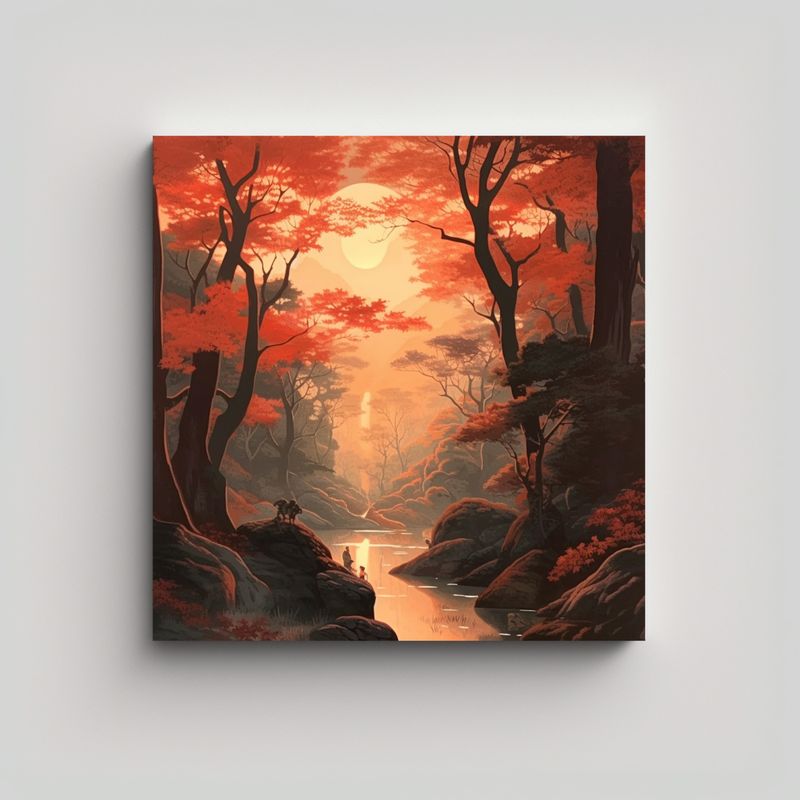 GENERICO - Pintura Decorativa De Bosque Con Luz Solar Video 70x70 Cm