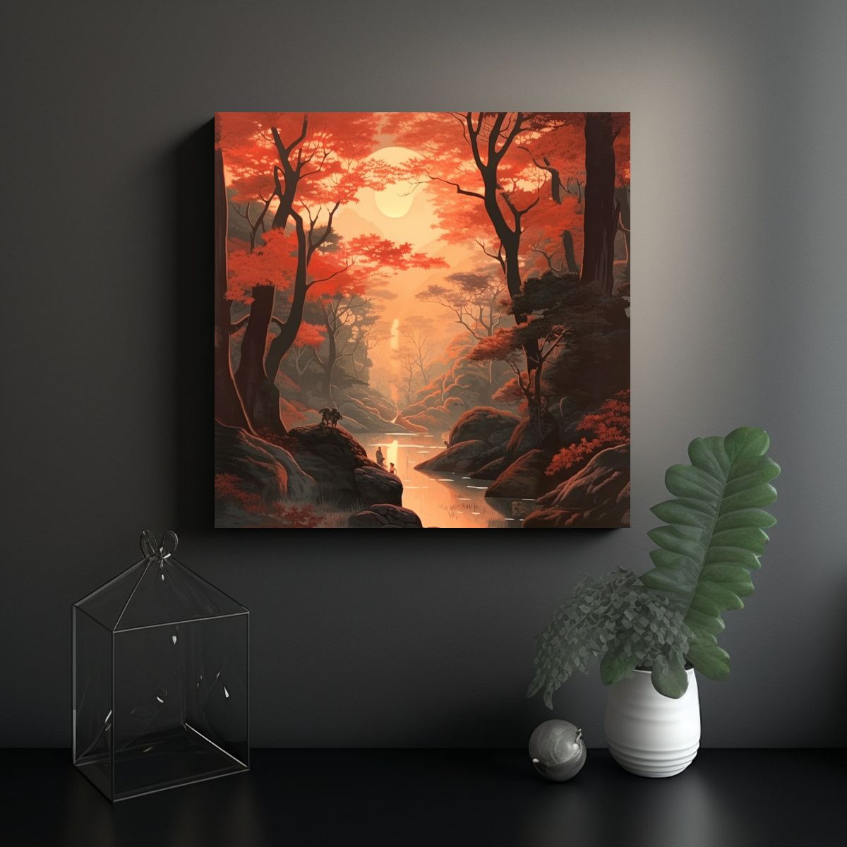 GENERICO - Pintura Decorativa De Bosque Con Luz Solar Video 60x60 Cm