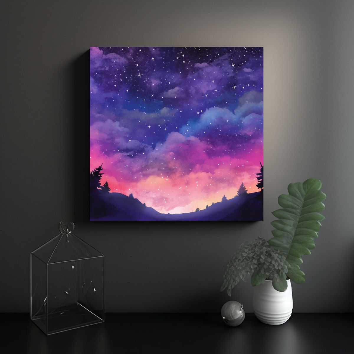 GENERICO - Pinturas Decorativas: Noche Estrellada Mágica En 60x60 Cm