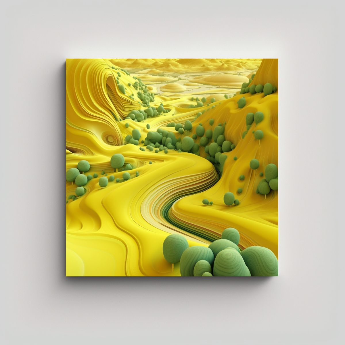 GENERICO - Pintura Abstracta Amarilla Colinas Desierto Con 90x90 Cm