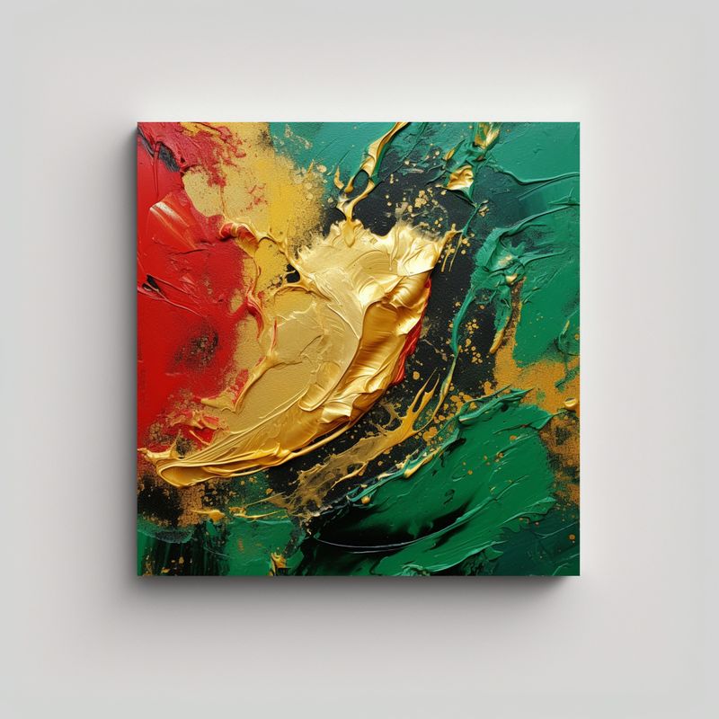 GENERICO - Pintura Abstracta 3D Con Hoja De Oro Natural Para 80x80 Cm