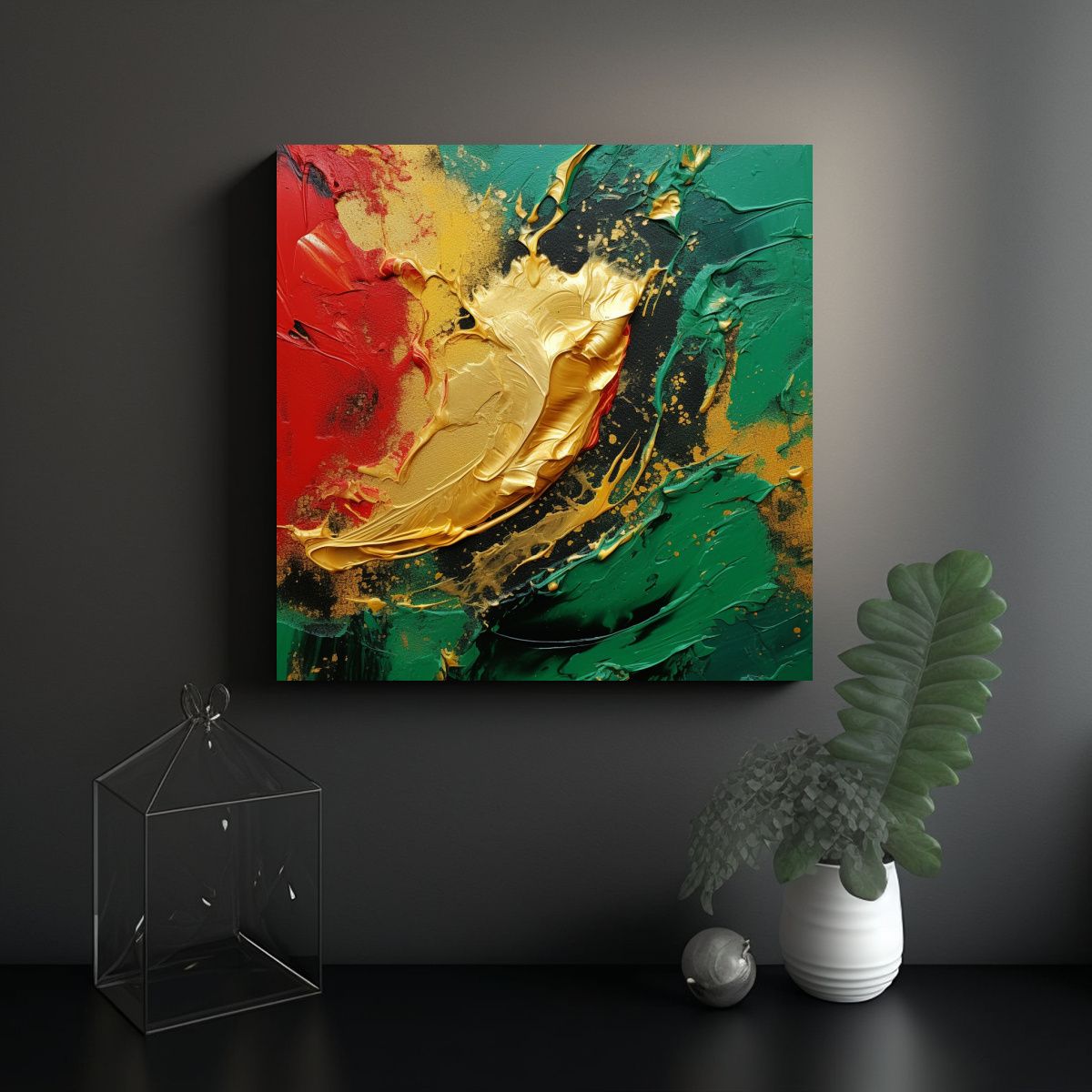 GENERICO - Pintura Abstracta 3D Con Hoja De Oro Natural Para 80x80 Cm