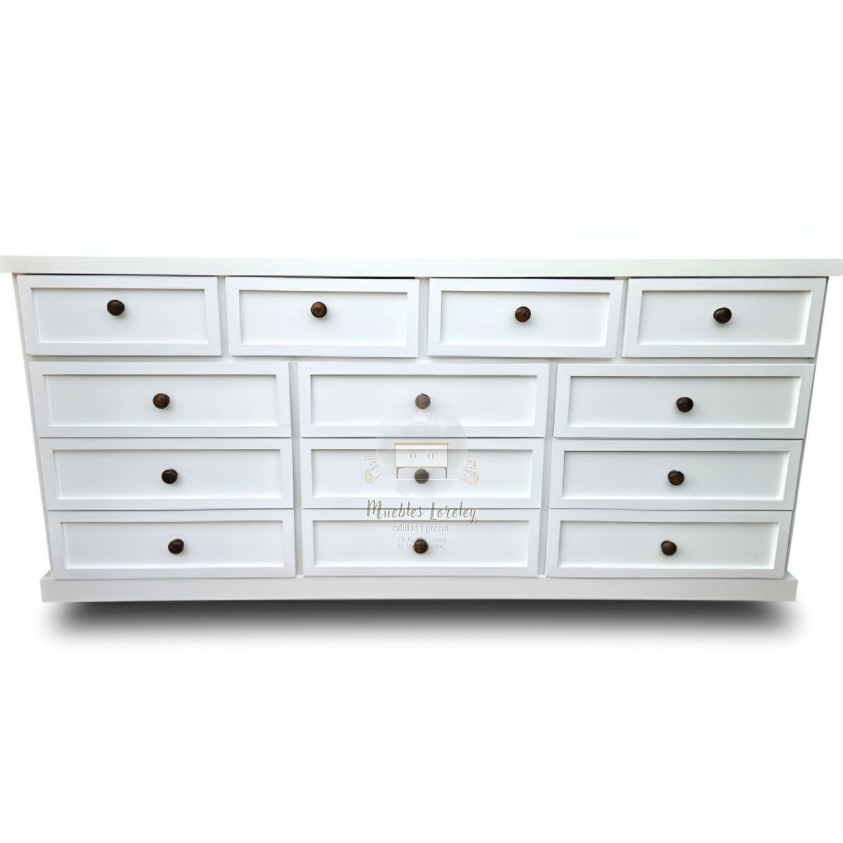 RUSTIC STYLE - GRAN CÓMODA MADERA DE 13 CAJONES DE 2 METROS + TIRADOR NOGAL