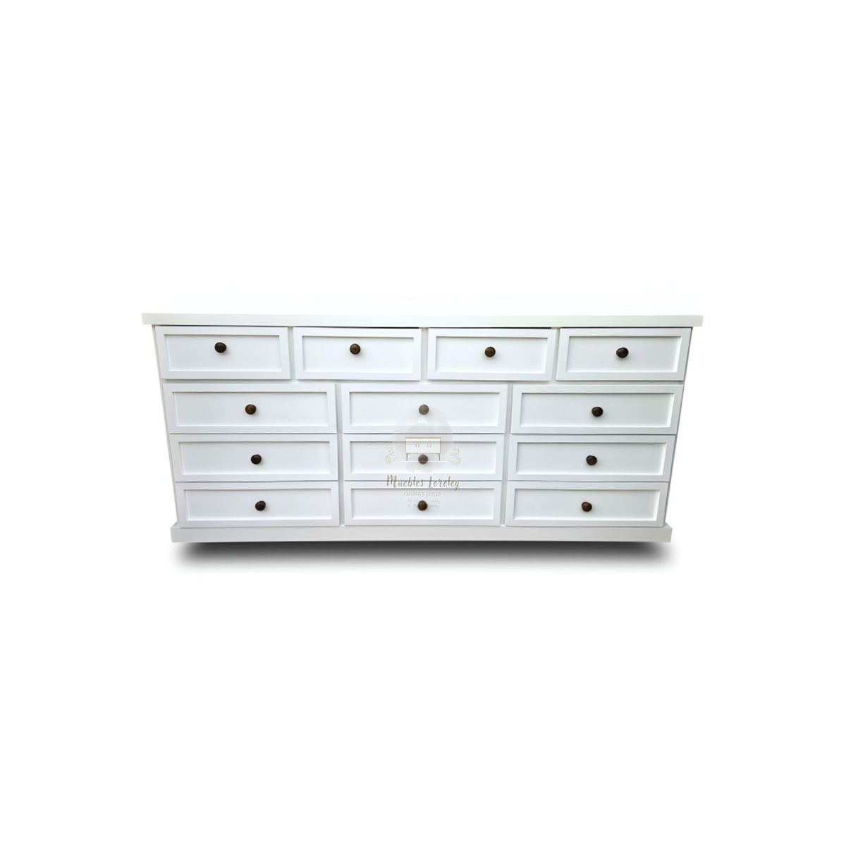 RUSTIC STYLE - GRAN CÓMODA MADERA DE 13 CAJONES DE 2 METROS + TIRADOR NOGAL