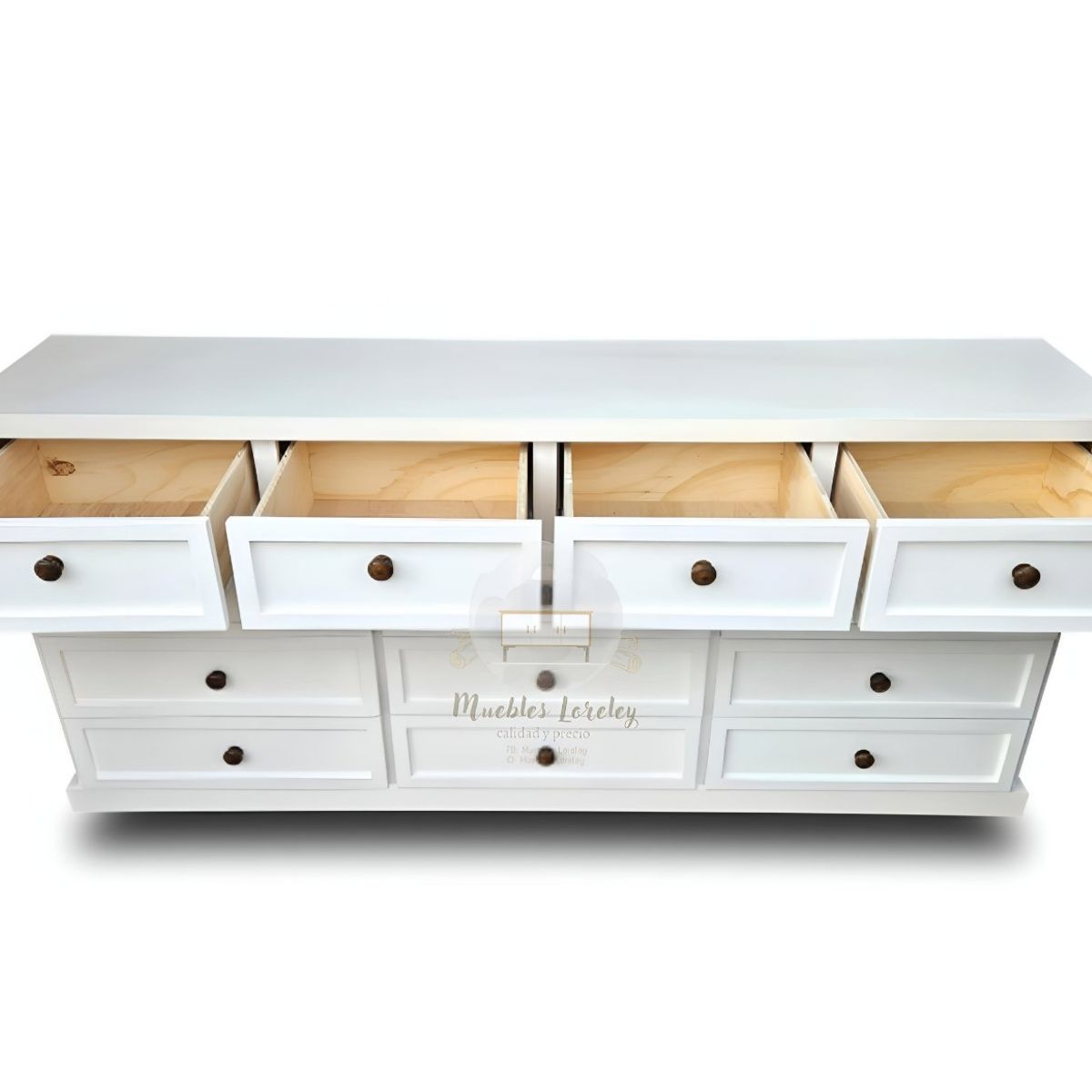 RUSTIC STYLE - GRAN CÓMODA MADERA DE 13 CAJONES DE 2 METROS + TIRADOR NOGAL