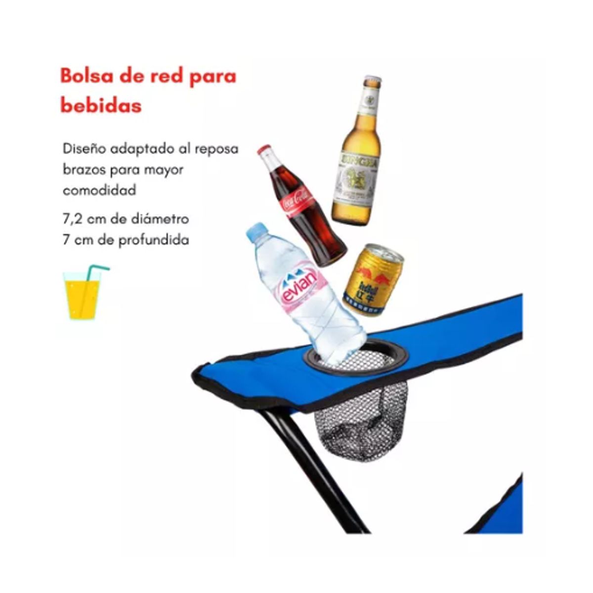 GENERICO - Silla Plegable Camping Playa Picnic Porta Vasos BEIGE