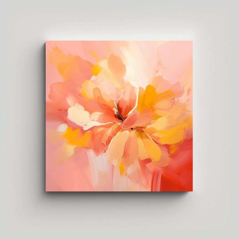 GENERICO - Pintura Floral Abstracta En Rosa Estilo Arte 60x60 Cm