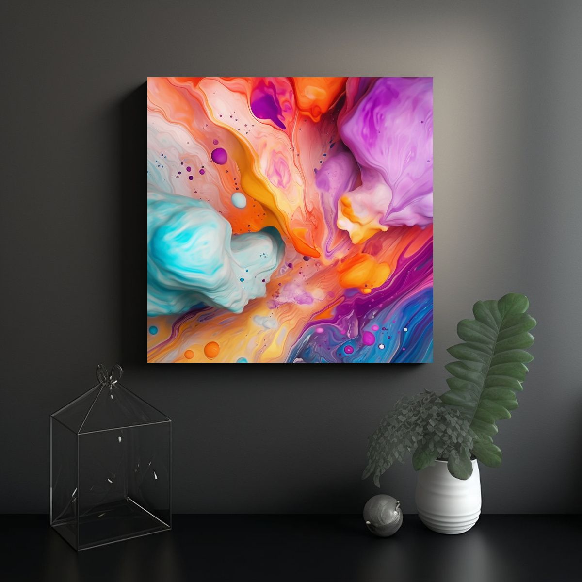 GENERICO - Pinturas De Decoración Abstracta En Lienzo Con 90x90 Cm