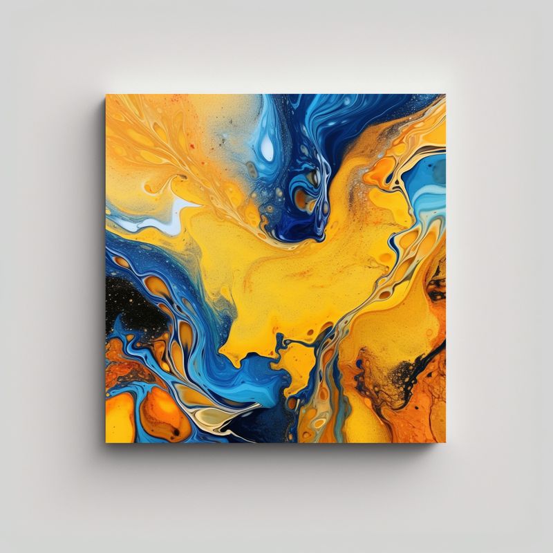 GENERICO - Cuadro Venta: Arte Abstracto Fluido En Tonos 70x70 Cm