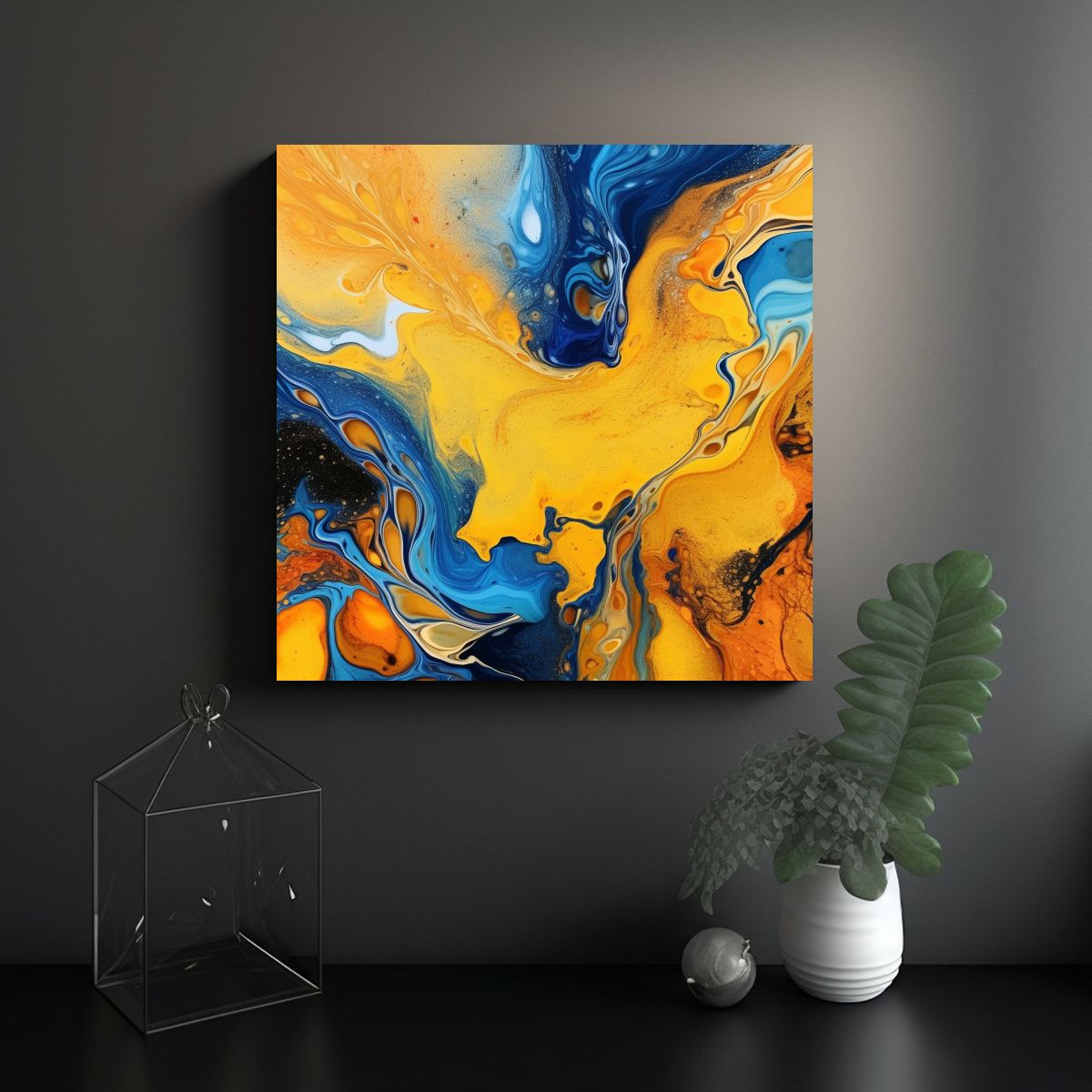 GENERICO - Cuadro Venta: Arte Abstracto Fluido En Tonos 80x80 Cm