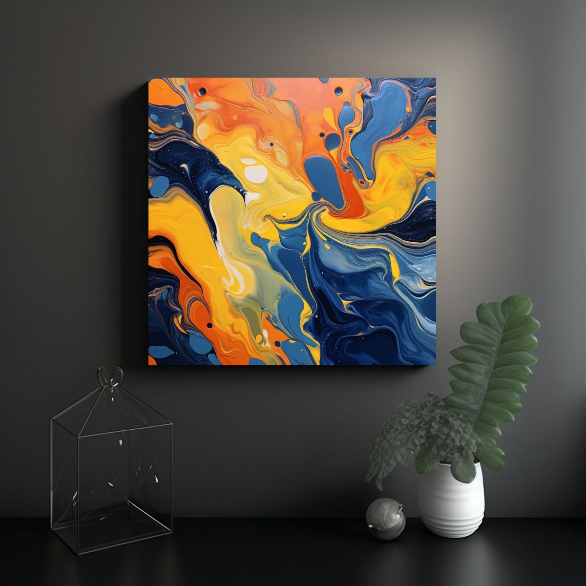 GENERICO - Pintura Abstracta En Tonos Cálidos: Arte De 80x80 Cm.