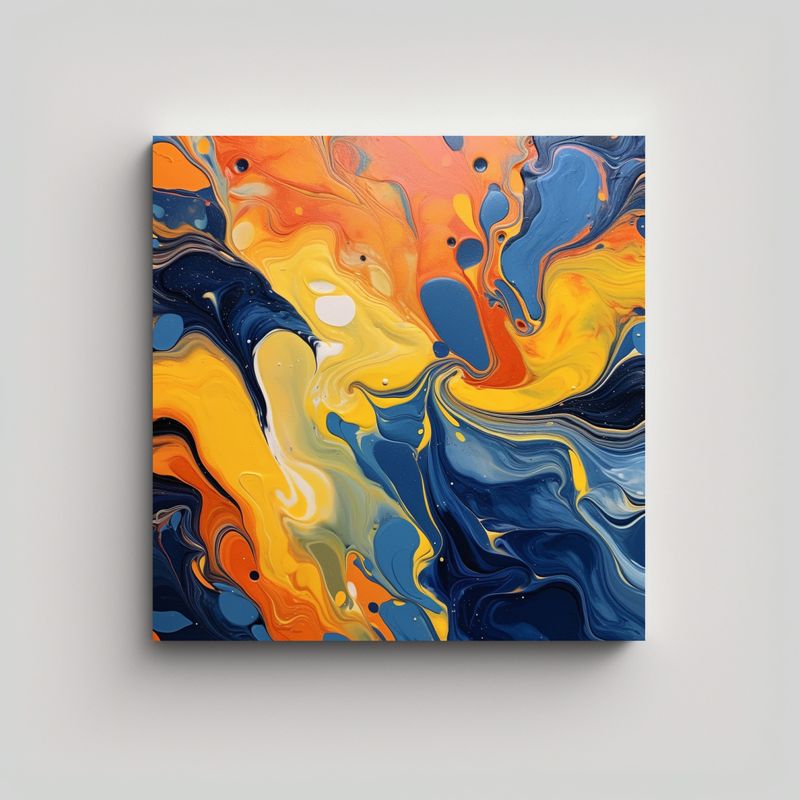 GENERICO - Pintura Abstracta En Tonos Cálidos: Arte De 50x50 Cm