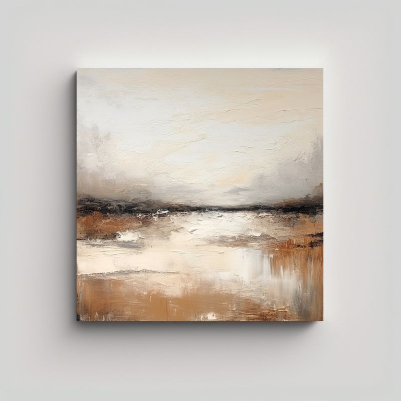 GENERICO - Pintura Al óleo Contemporánea Neutra 90x90 Cm