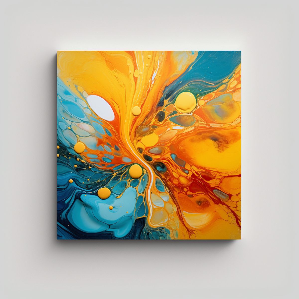 GENERICO - Pintura Abstracta En Fluido: Cálido Toque 50x50 Cm