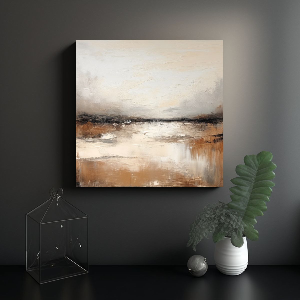 GENERICO - Pintura Al óleo Contemporánea Neutra 80x80 Cm