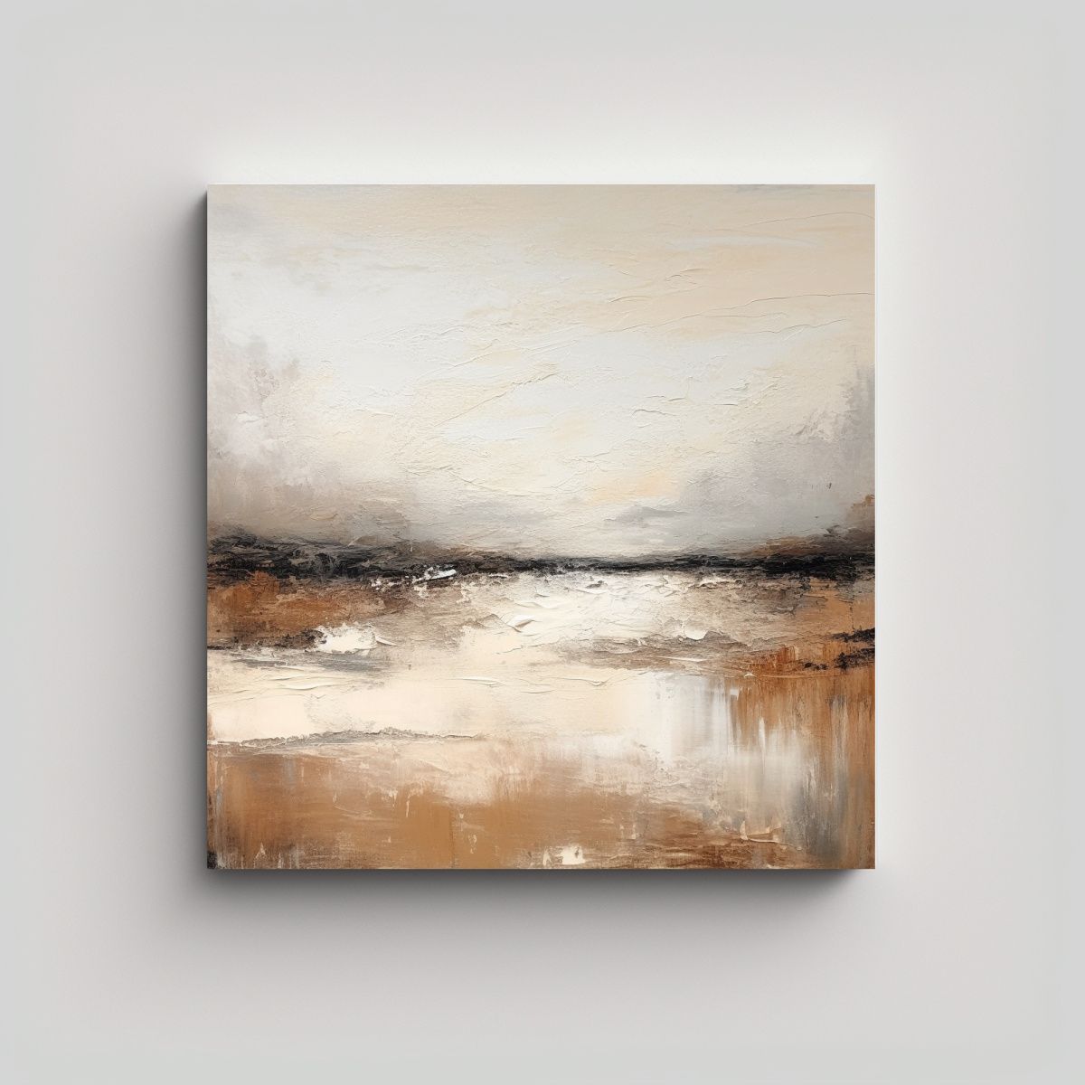 GENERICO - Pintura Al óleo Contemporánea Neutra 70x70 Cm