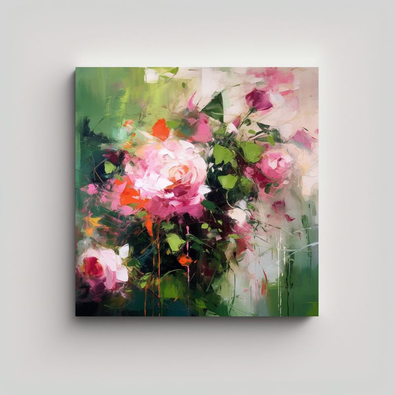 GENERICO - Pintura Abstracta De Alta Resolución En Rosa, 80x80 Cm